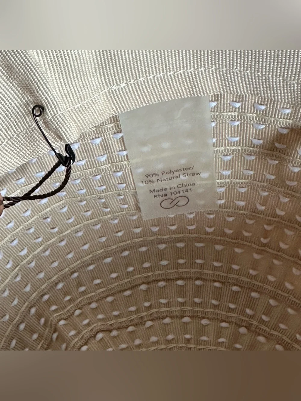 NEW WITH TAGS CALIA FLOPPY SWIM HAT NATURAL GROSGRAIN TAN BEACH HAT SUN